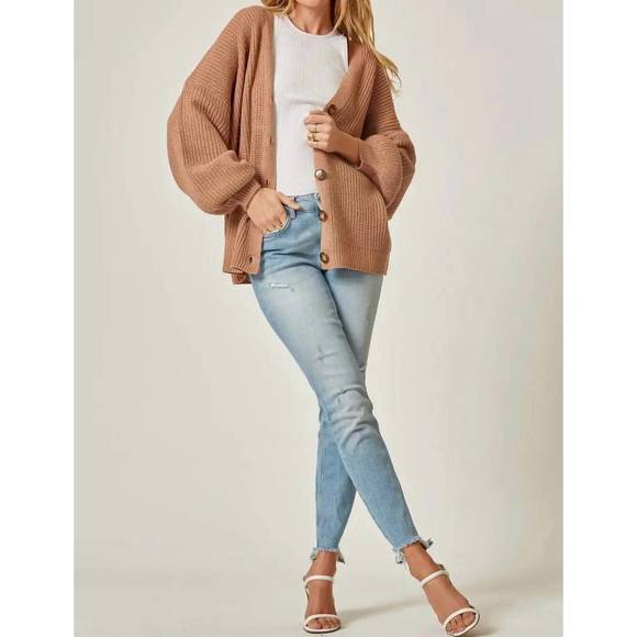 NEW ANDREE BY UNIT the andi ribbed knitted sweater in taupe - Picture 3 of 3